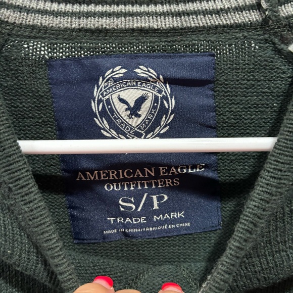 AMERICAN EAGLE Men’s Knit Long Sleeve Crewneck Sweater Top -forest green, size S - Picture 3 of 4